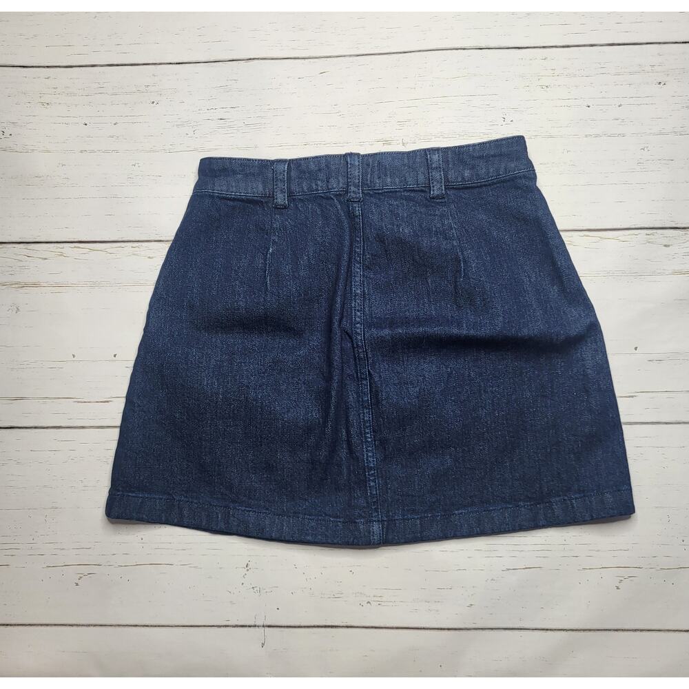 Madewell Utility Zip Front Mini Jean Skirt Denim Patch Pockets Dark Indigo 28 - Picture 4 of 8